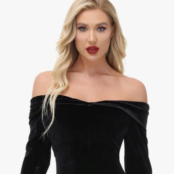 MORTICIA ADDAMS | ELVIRA| WITCH SEXY VAMP VELOUR DRESS | HALLOWEEN COSTUME - Picture 2 of 9